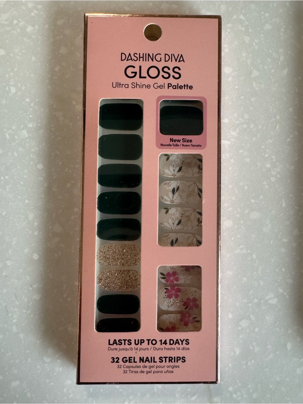 Gloss Ultra Shine Gel Nail Strips - Black & Floral